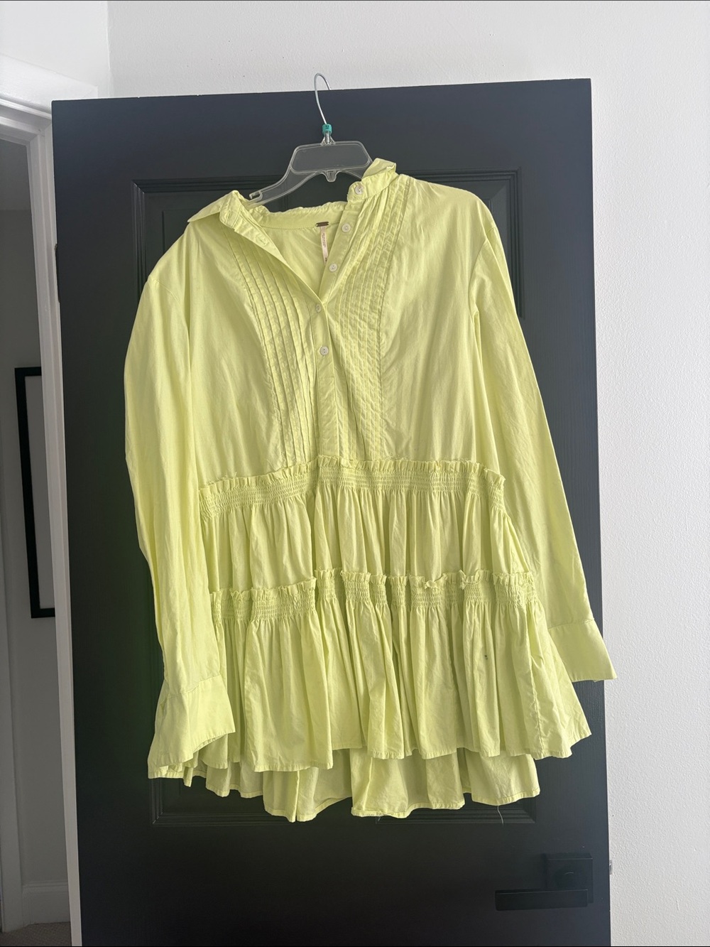 Free People Lemon Yellow Tiered Mini Dress